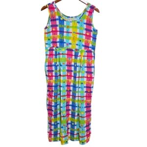Jams World Tulip Basketweave Plaid Midi Dress Size Medium